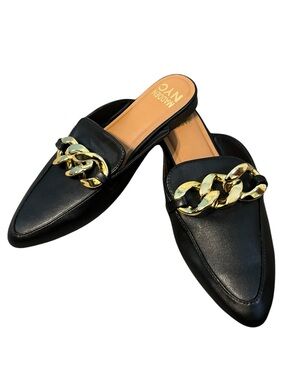 Steve Madden Black Leather Mules Loafers